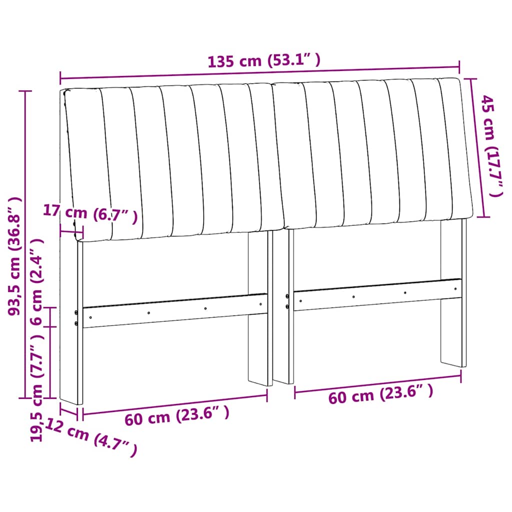 Gepolstertes Kopfteil Dunkelgrau 135 cm Massives Kiefernholz