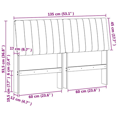 Gepolstertes Kopfteil Hellgrau 135 cm Massives Kiefernholz
