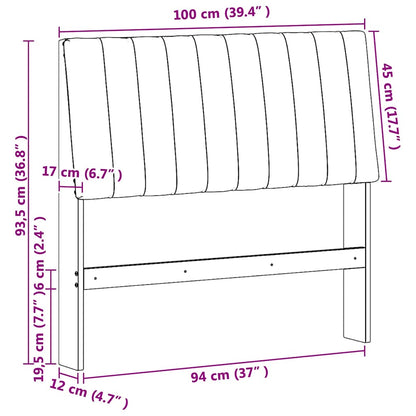 Gepolstertes Kopfteil Hellgrau 100 cm Massives Kiefernholz