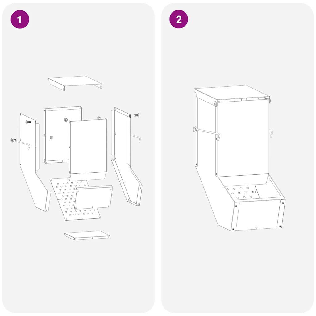 Kaninchenfütterer Silber 12,5 x 26 x 28,5 cm Verzinkter Stahl