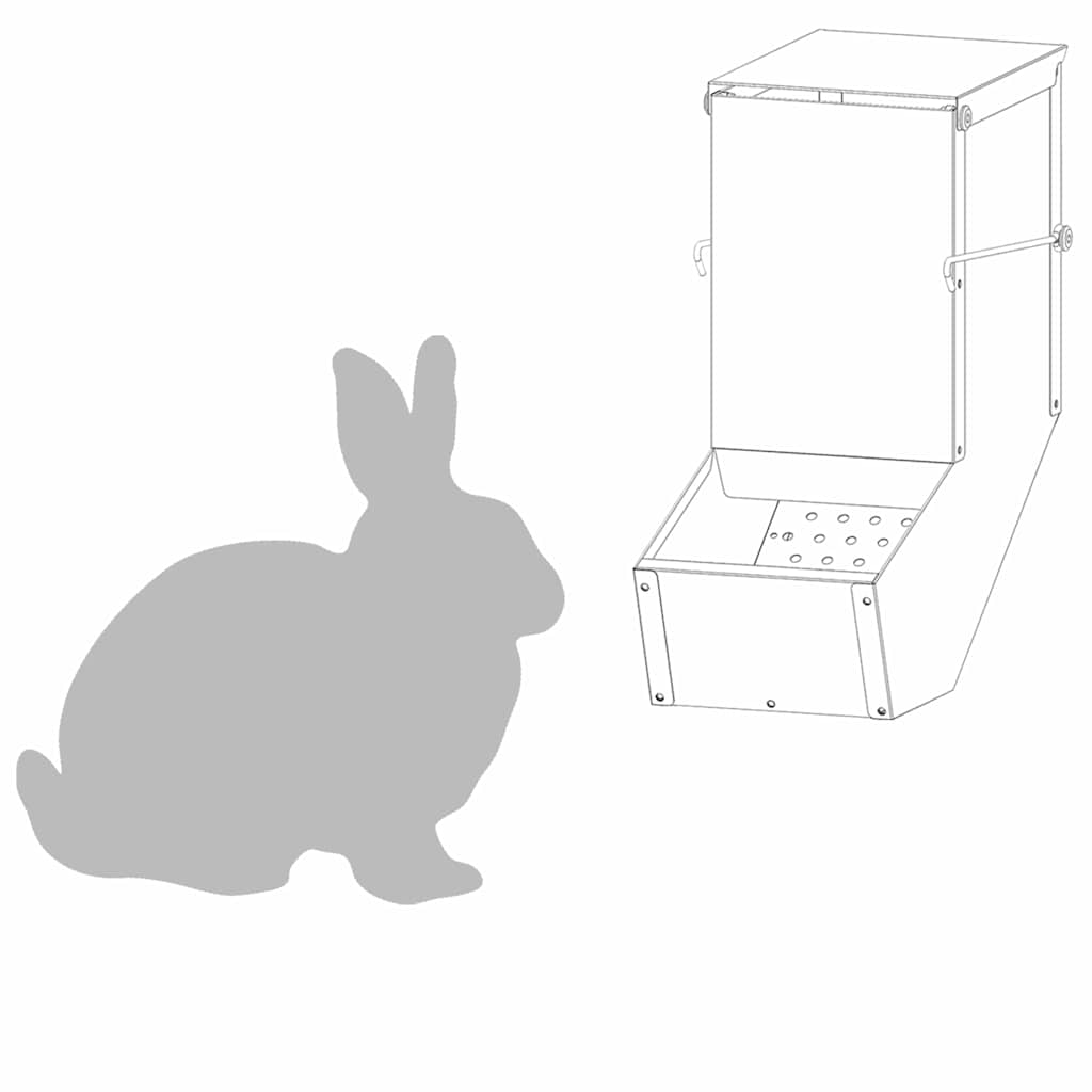 Kaninchenfütterer Silber 12,5 x 26 x 28,5 cm Verzinkter Stahl