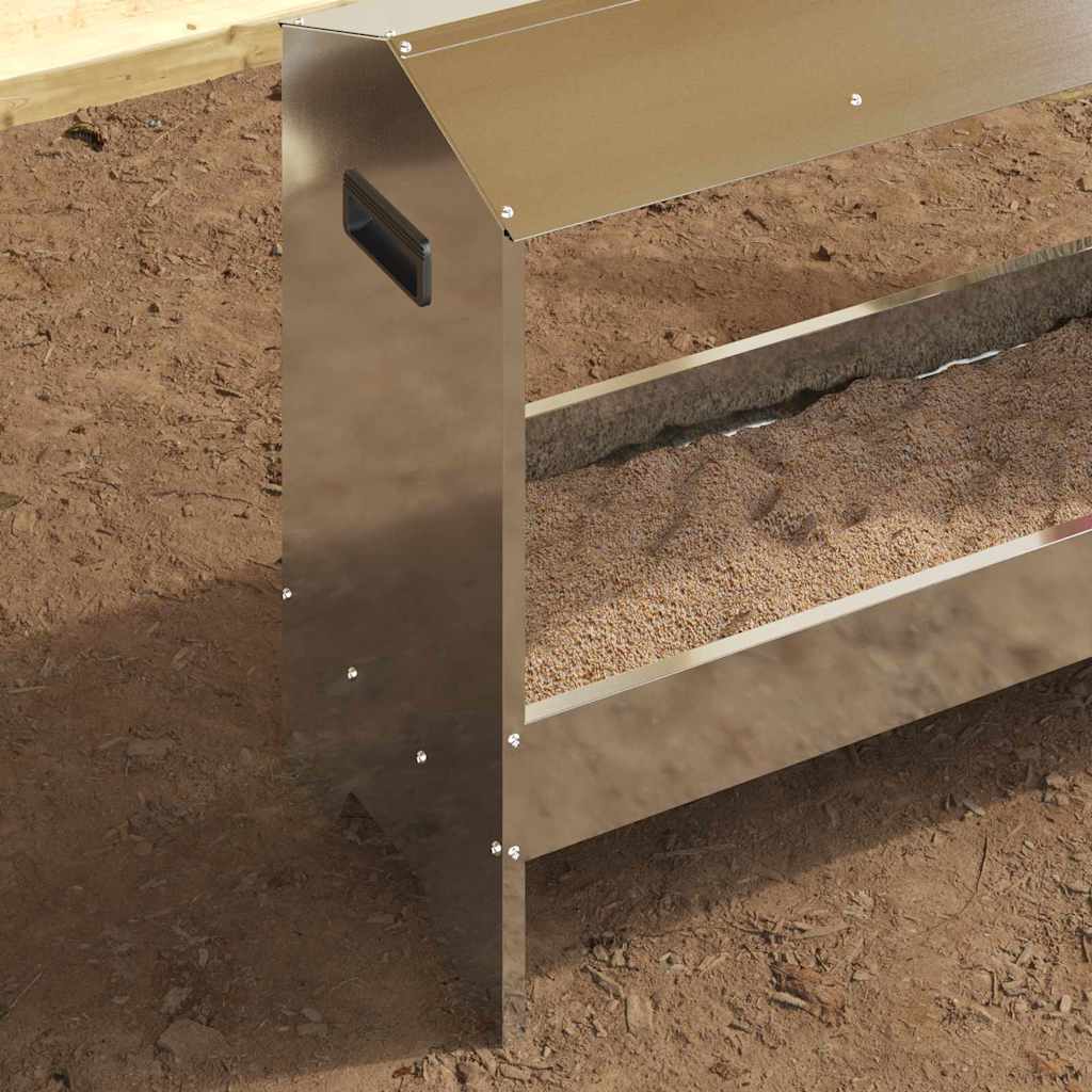 Hühnerfütterungsrinne Silber 81 x 32 x 53,5 cm Verzinkter Stahl