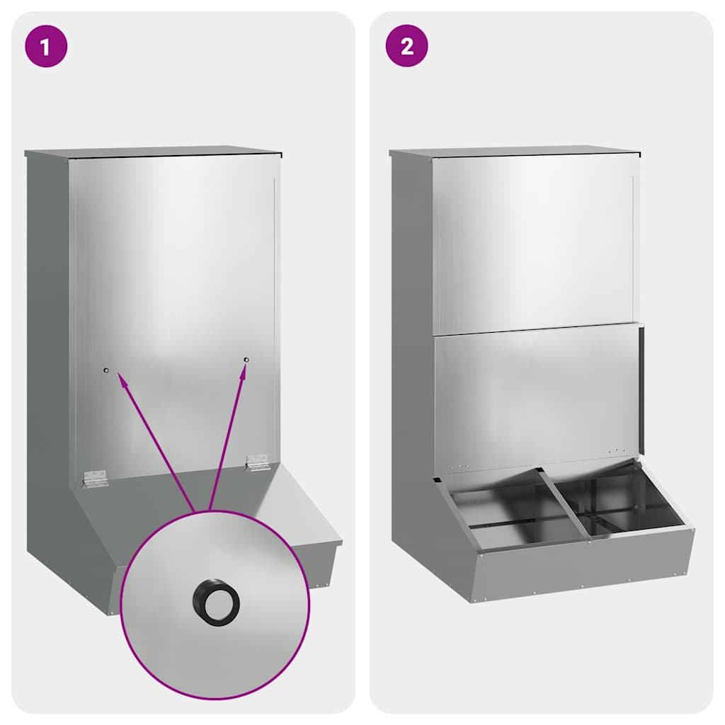 Schweinfutterspender Silber 55 x 51 x 91,5 cm Verzinkter Stahl