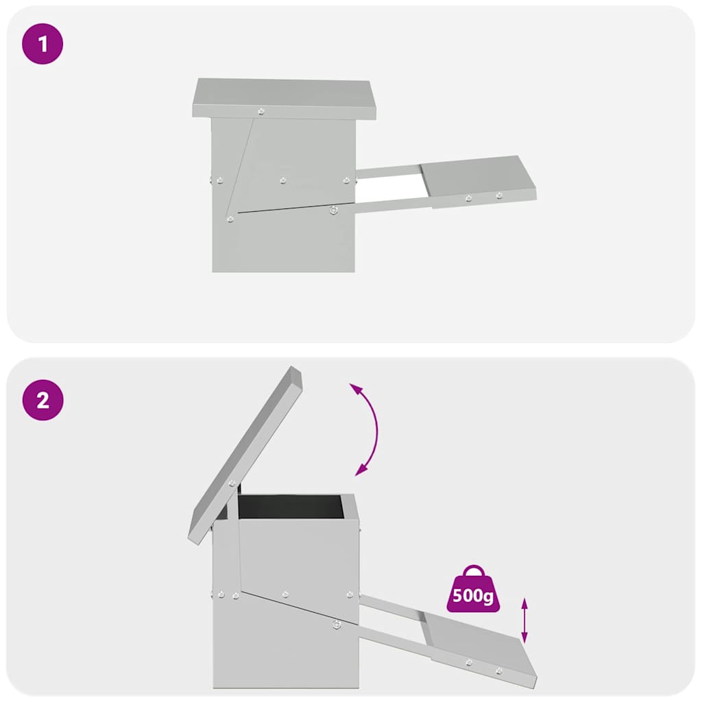 Hühnertretfeeder Silber 48,5 x 39,5 x 19 cm Verzinkter Stahl