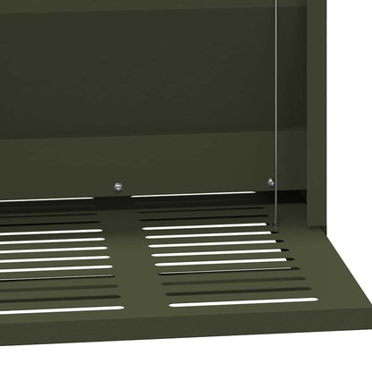 Hühnertretfeeder Olive Grün 33 x 42 x 40 cm Kaltgewalzter Stahl