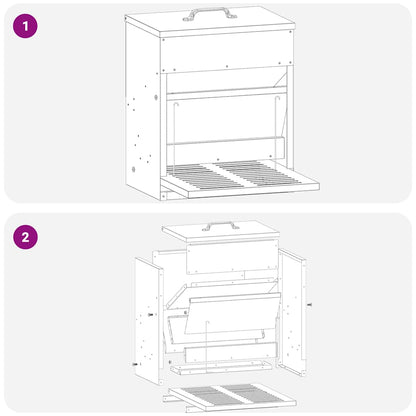 Hühnertretfeeder Olive Grün 33 x 42 x 40 cm Kaltgewalzter Stahl