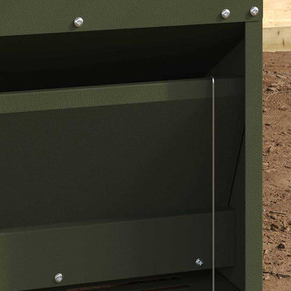 Hühnertretfeeder Olive Grün 33 x 42 x 40 cm Kaltgewalzter Stahl