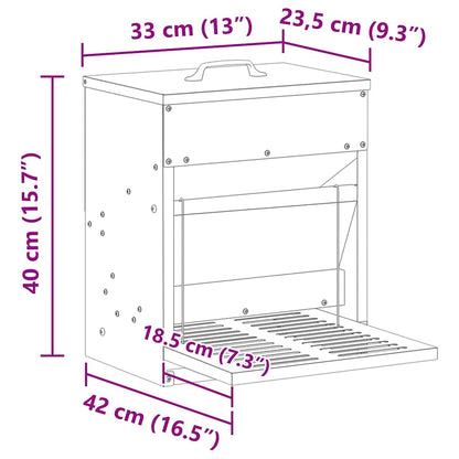 Hühnertretfeeder Olive Grün 33 x 42 x 40 cm Kaltgewalzter Stahl