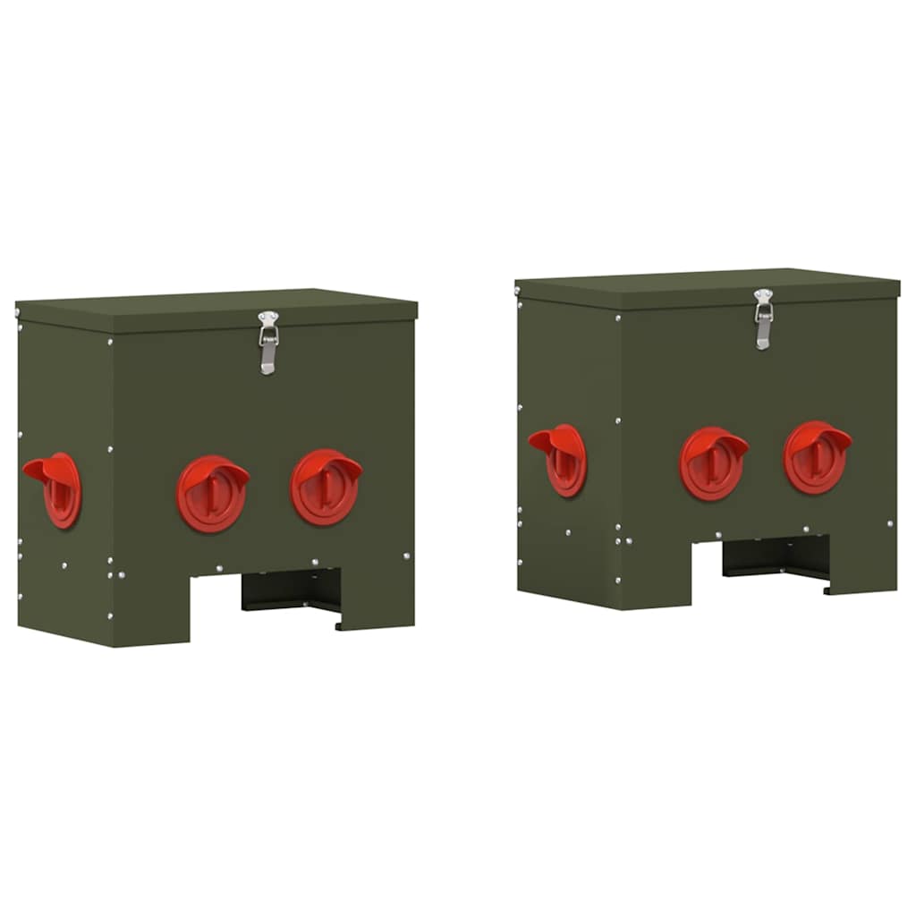 Hühnerfütterer 2 pcs Olive Grün 40,5 x 25 x 38 cm