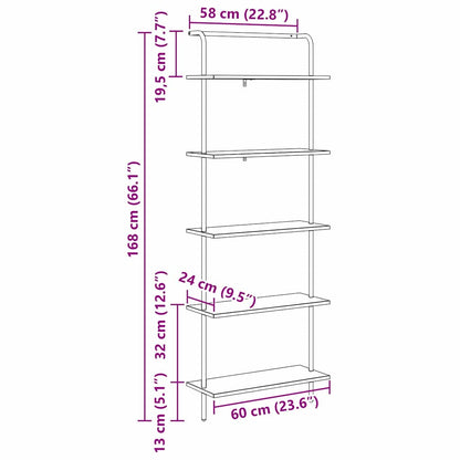 Bücherregal Geräucherte Eiche 60 x 24 x 168 cm Holzwerkstoff