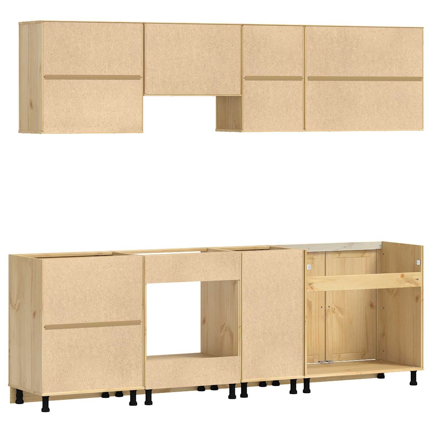 Schrank mit Regal SKI 8 pcs Honigbraun Massives Kiefernholz