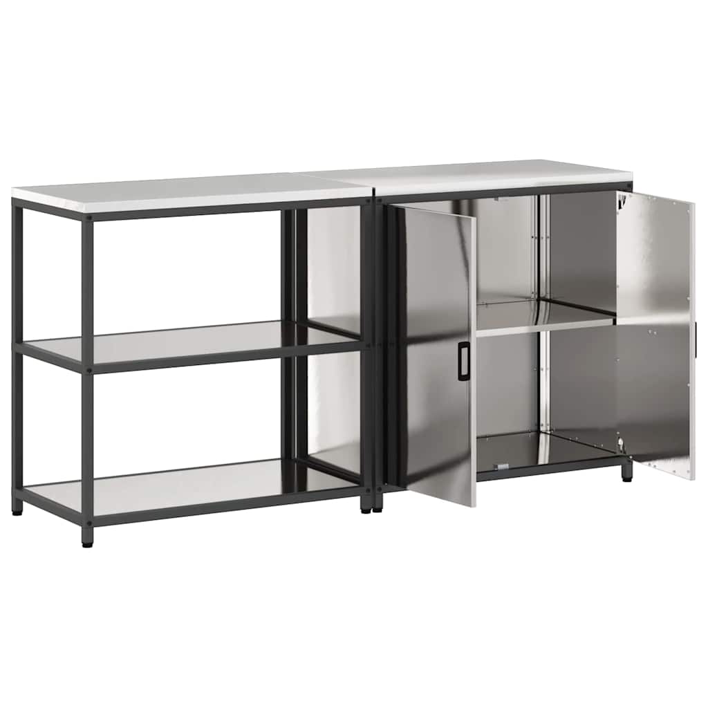 Aufbewahrungsset für die Küche mit Regal 2 pcs Silber Edelstahl