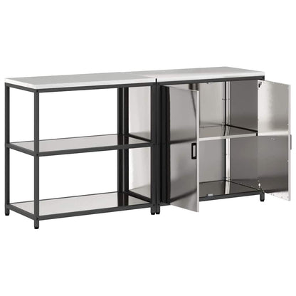 Aufbewahrungsset für die Küche mit Regal 2 pcs Silber Edelstahl