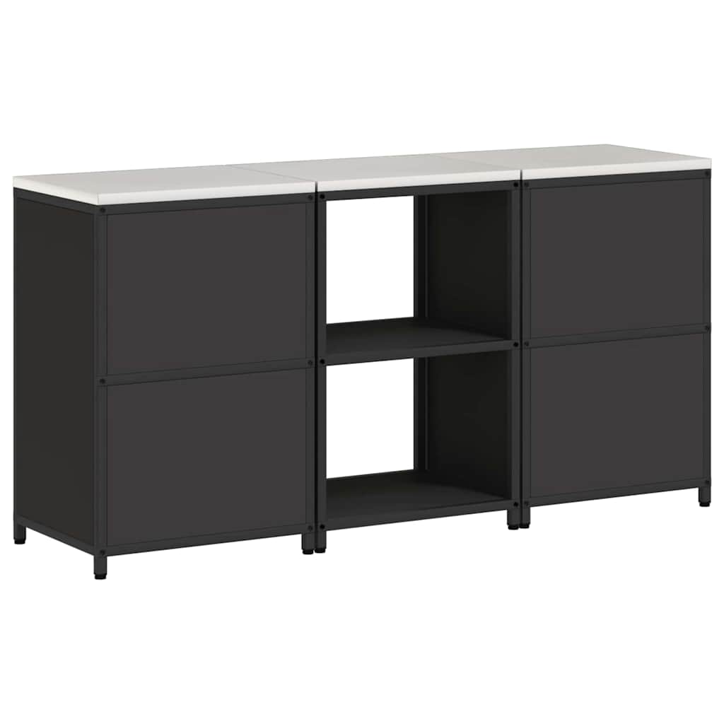 Aufbewahrungsset für die Küche mit Regal mit Tür 3 pcs Schwarz