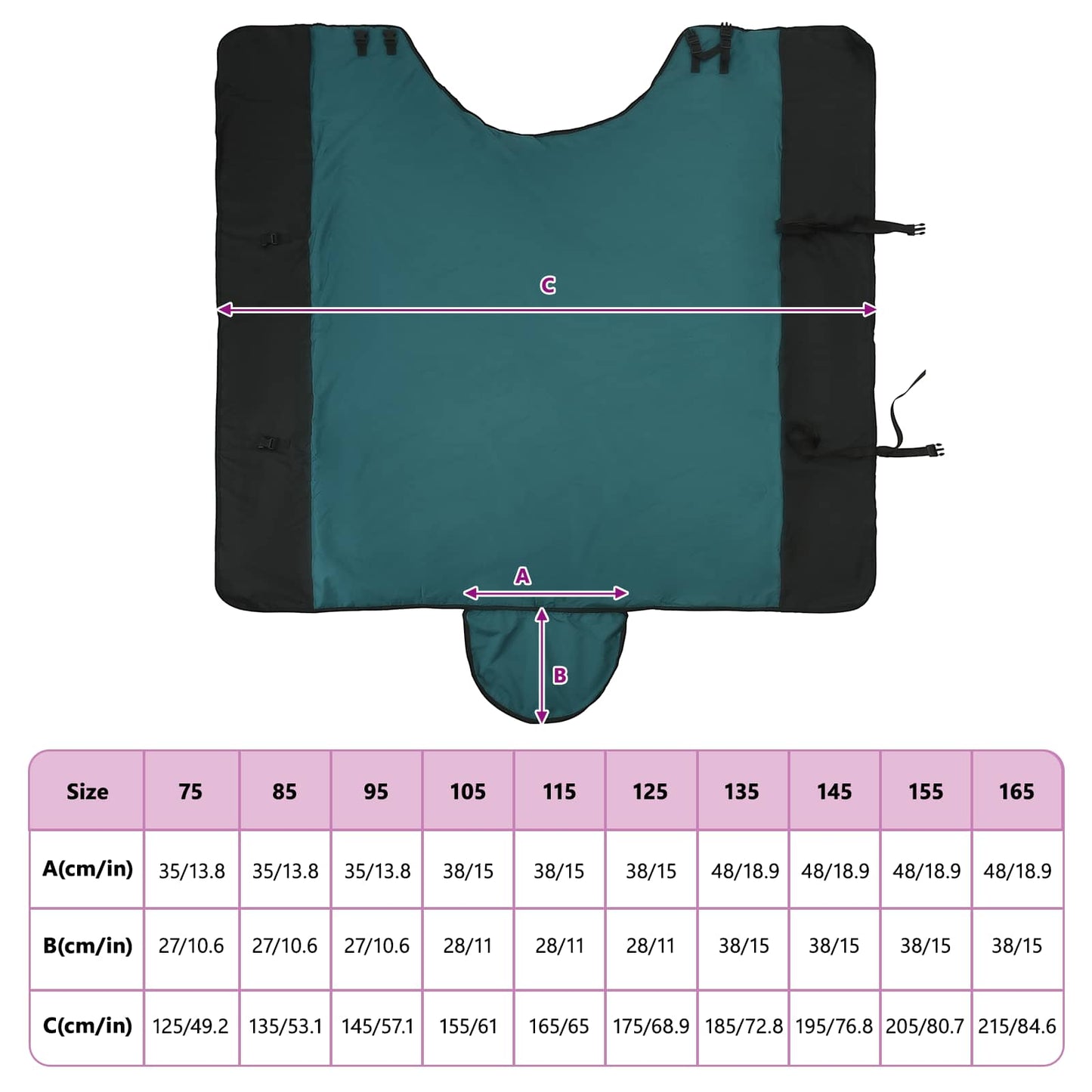 Pferdedecke Dunkelgrün und Schwarz 135 cm Polyester