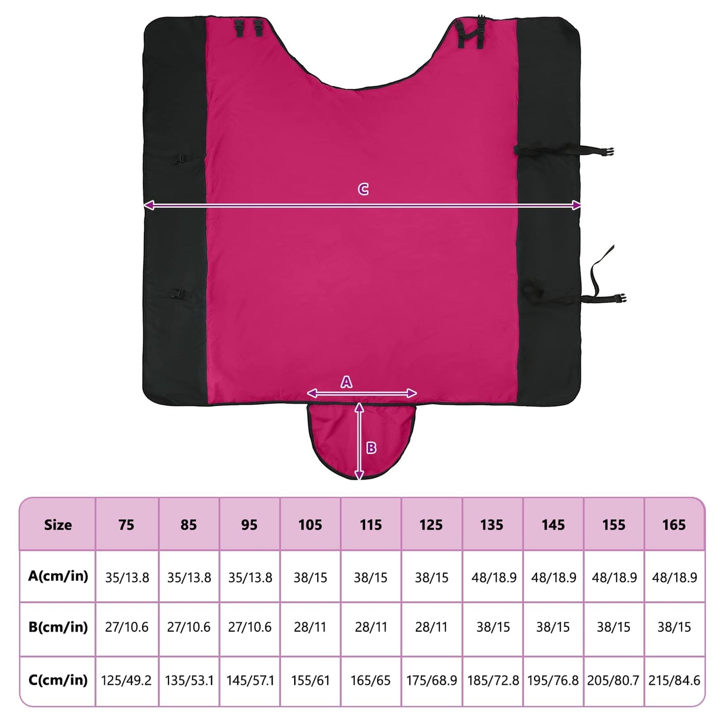 Pferdedecke Rosa und Schwarz 155 cm Polyester