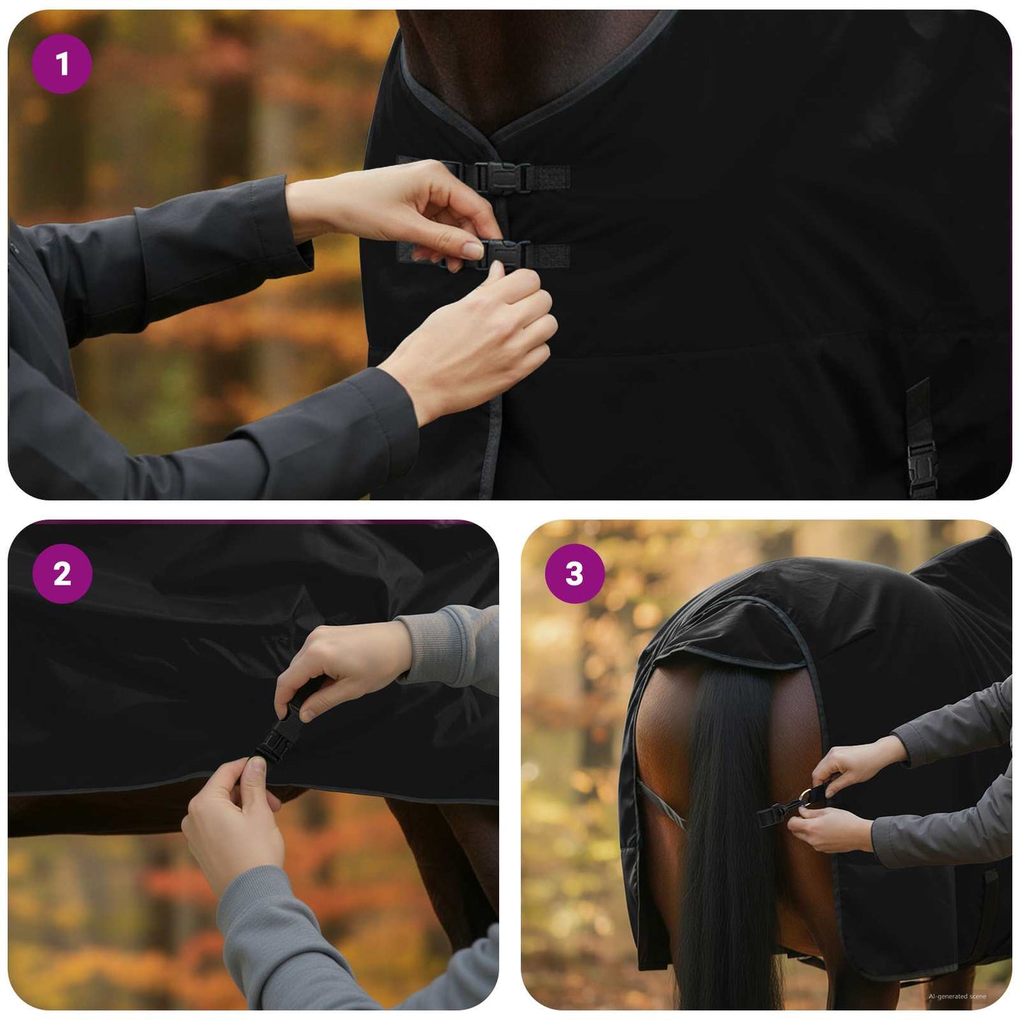 Pferdedecke Dunkelgrün und Schwarz 155 cm Polyester