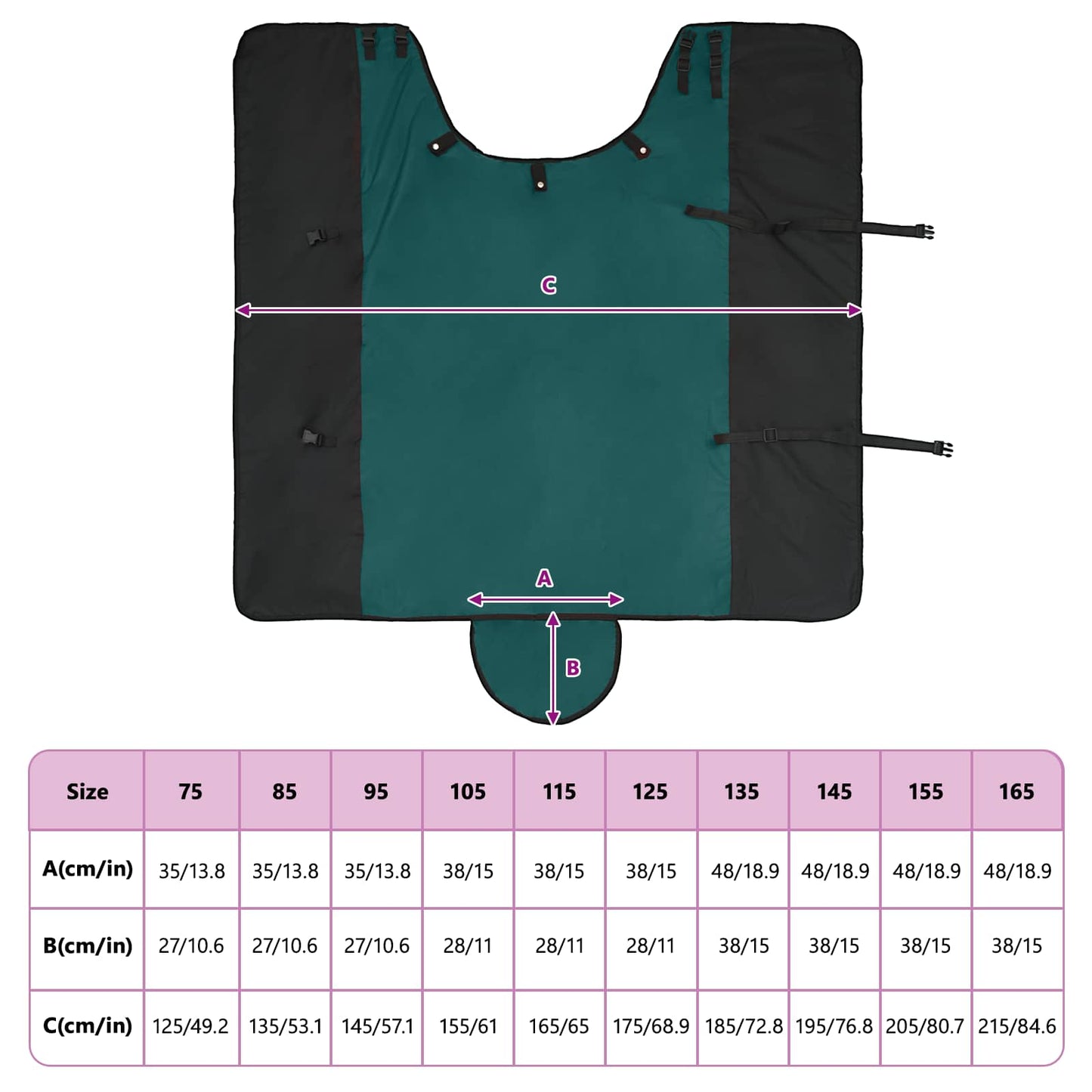 Pferdedecke Dunkelgrün und Schwarz 75 cm Polyester
