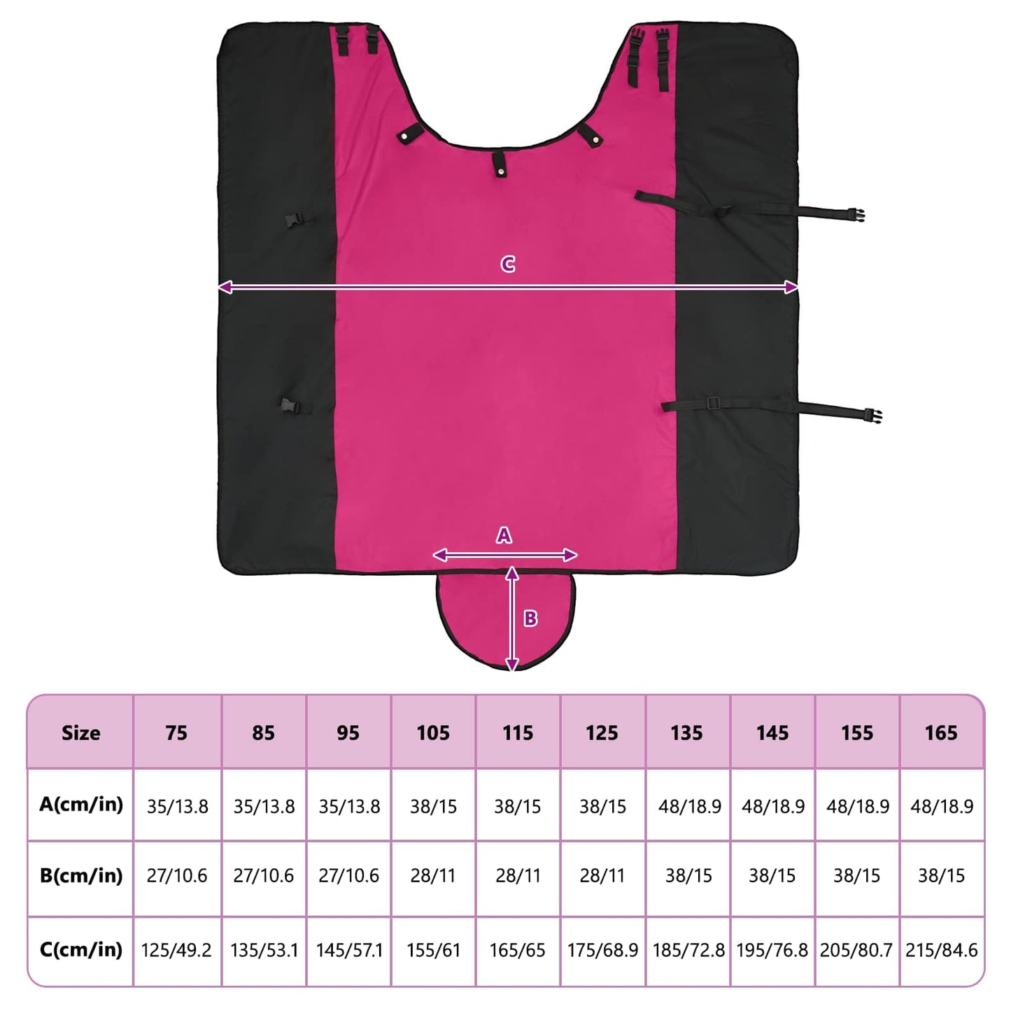 Pferdedecke Rosa und Schwarz 95 cm Polyester