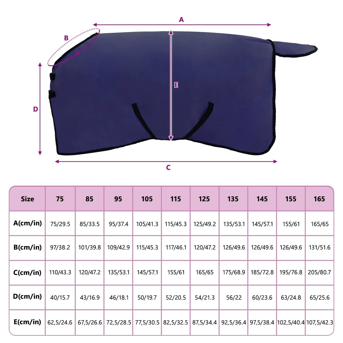 Pferdedecke Marineblau Polyester