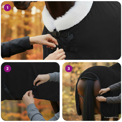 Pferdedecke Schwarz 105 cm Polarfleece