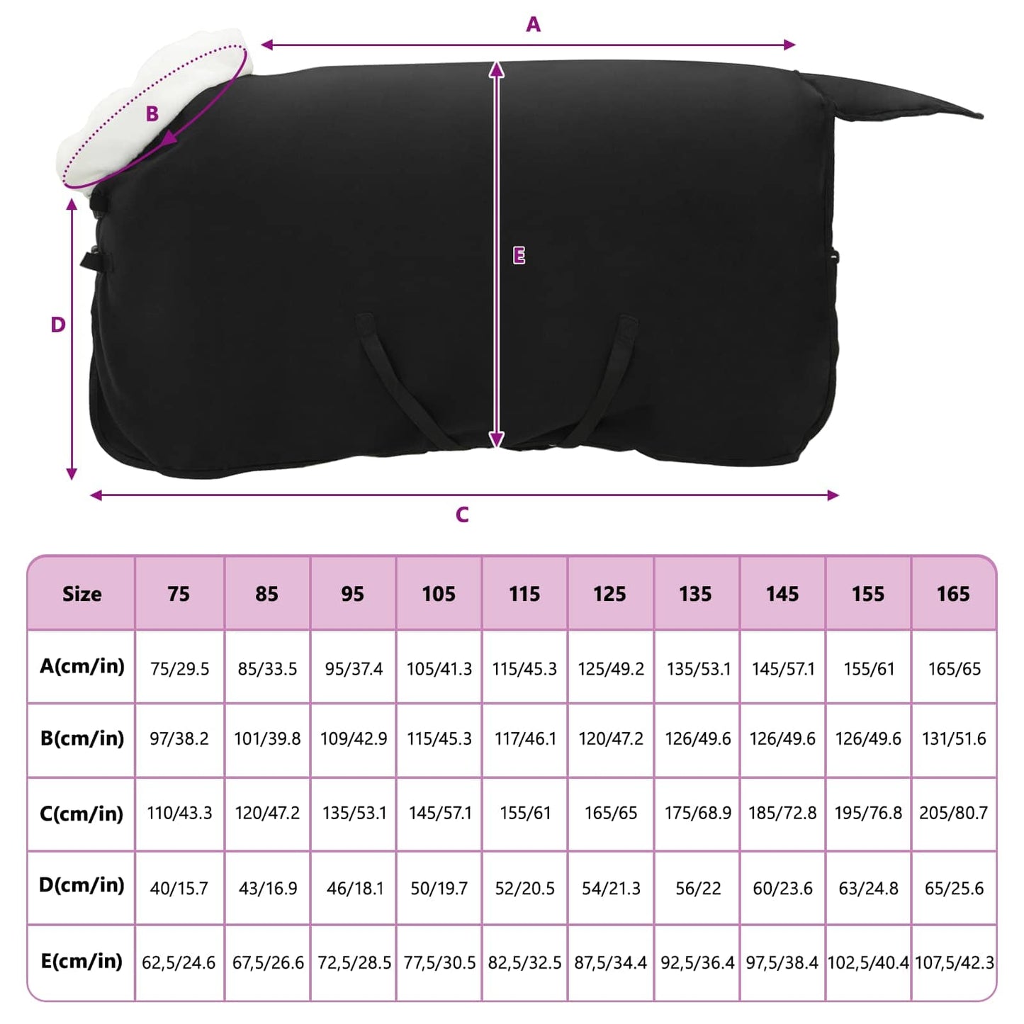 Pferdedecke Schwarz 105 cm Polarfleece