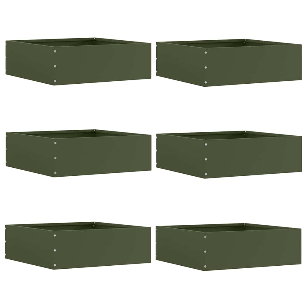 Raseneinfassung 6 pcs Olive Grün 40 x 40 x 13 cm Stahl