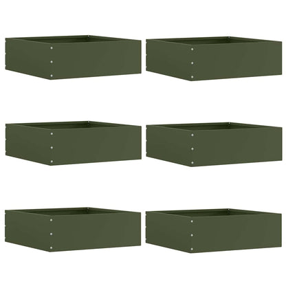 Raseneinfassung 6 pcs Olive Grün 40 x 40 x 13 cm Stahl