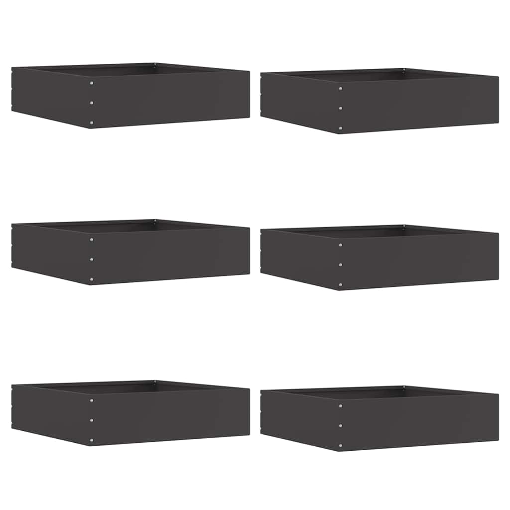 Raseneinfassung 6 pcs Schwarz 50 x 50 x 13 cm Stahl