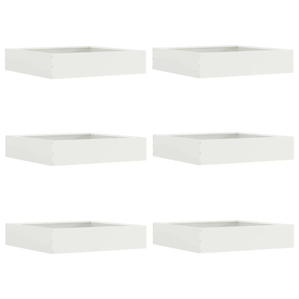 Raseneinfassung 6 pcs Weiß 60 x 60 x 13 cm Stahl