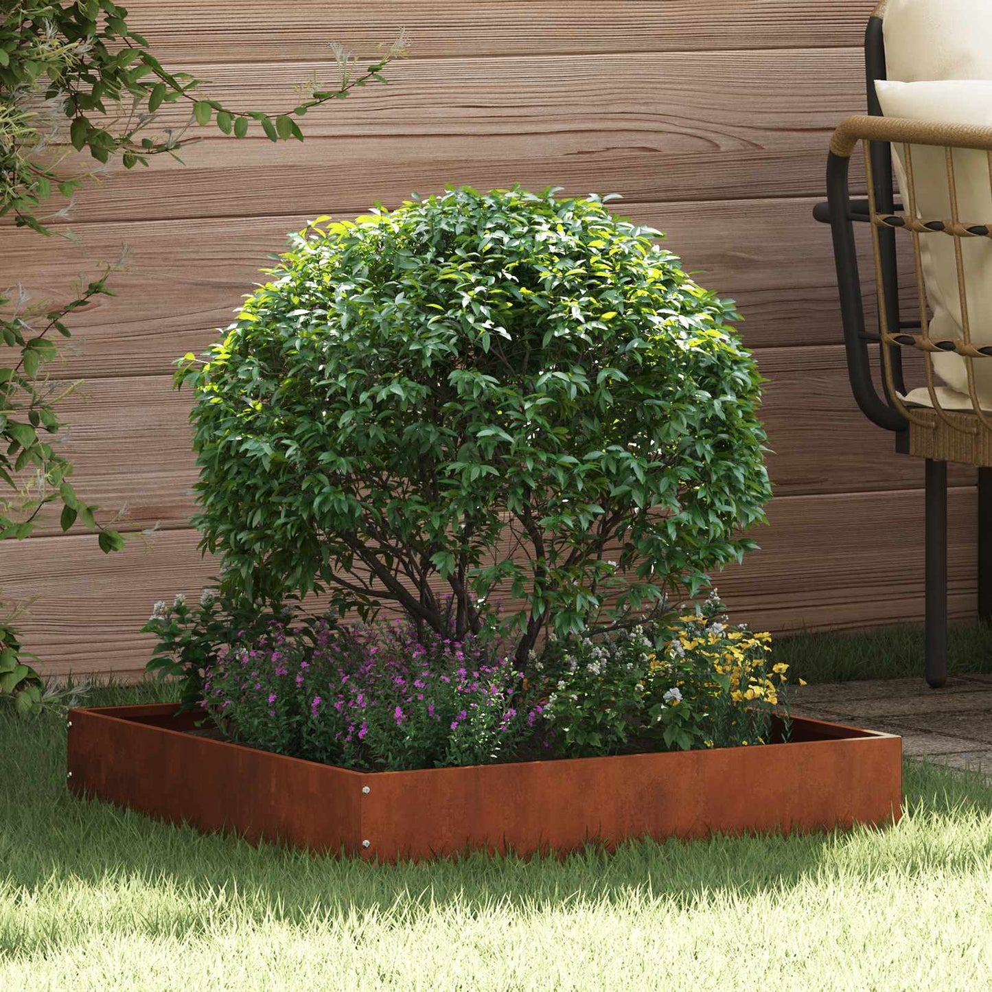 Raseneinfassung Rostig 60 x 60 x 13 cm Wetterfeststahl