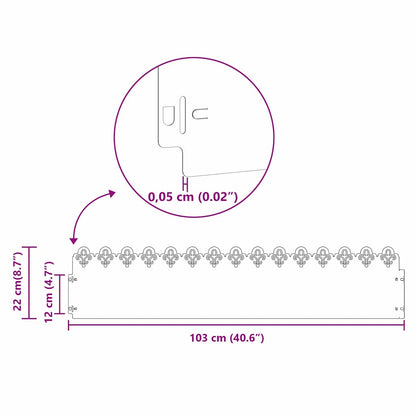Rasenkanten 30 pcs Anthrazit 103 x 0,05 x 22 cm Stahl