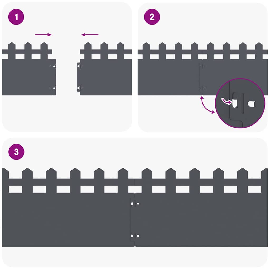 Rasenkanten 10 pcs Anthrazit 103 x 0,05 x 22 cm Stahl