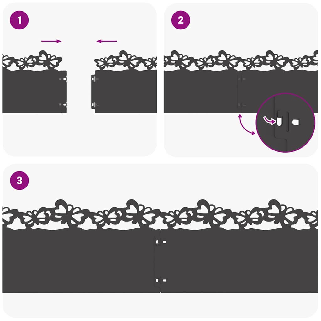 Rasenkanten 30 pcs Schwarz 103 x 0,05 x 22 cm Stahl