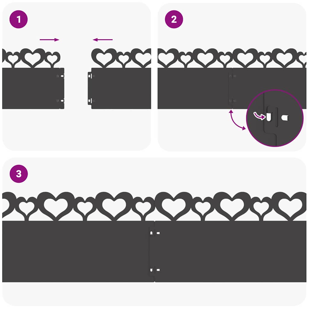 Rasenkanten 10 pcs Schwarz 103 x 0,05 x 22 cm Stahl