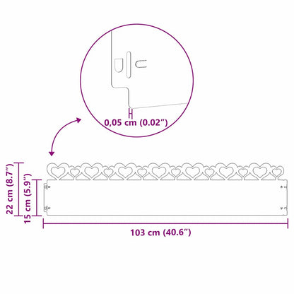 Rasenkanten 10 pcs Schwarz 103 x 0,05 x 22 cm Stahl