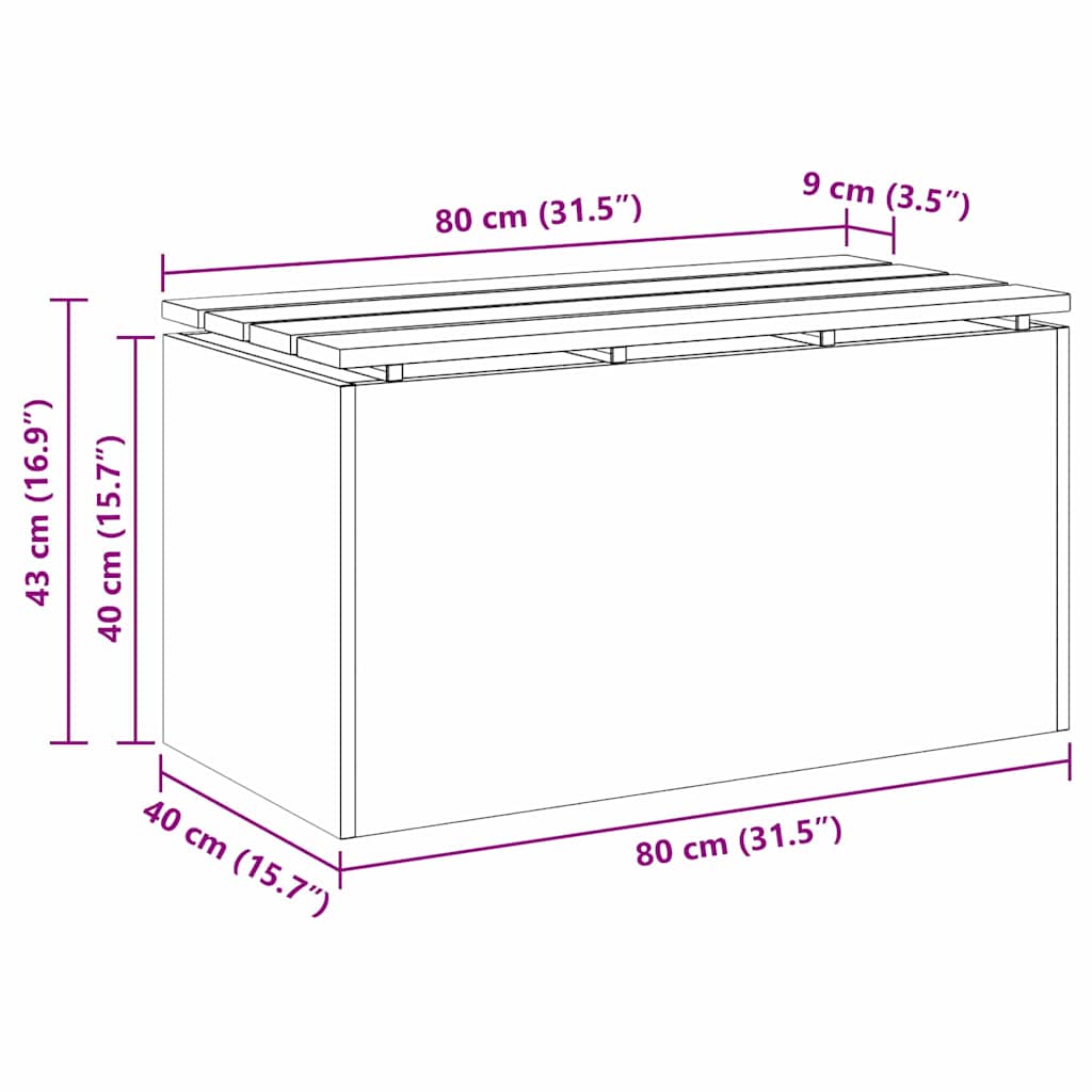 Gartenbank Edelstahl 80 x 40 x 43 cm