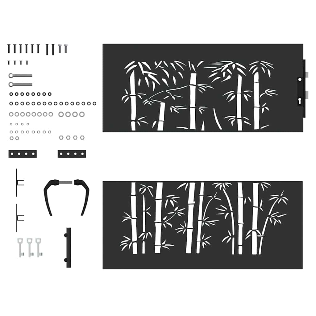 Gartentor Schwarz 85 x 175 cm Pulverbeschichteter Stahl