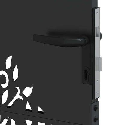 Gartentor Schwarz 110 x 130 cm Pulverbeschichteter Stahl