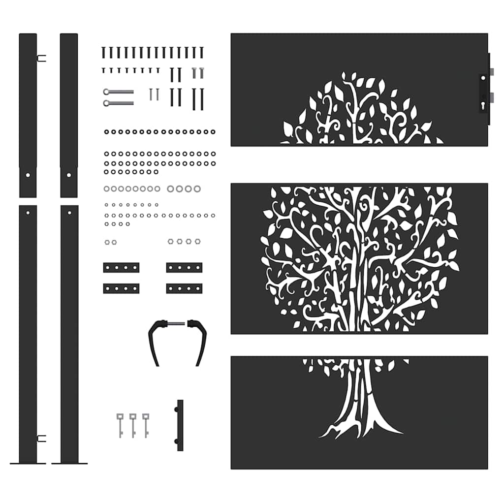 Gartentor Schwarz 110 x 155 cm Pulverbeschichteter Stahl