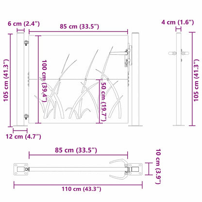 Gartentor Schwarz 110 x 105 cm Pulverbeschichteter Stahl