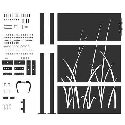 Gartentor Schwarz 100 x 125 cm Pulverbeschichteter Stahl