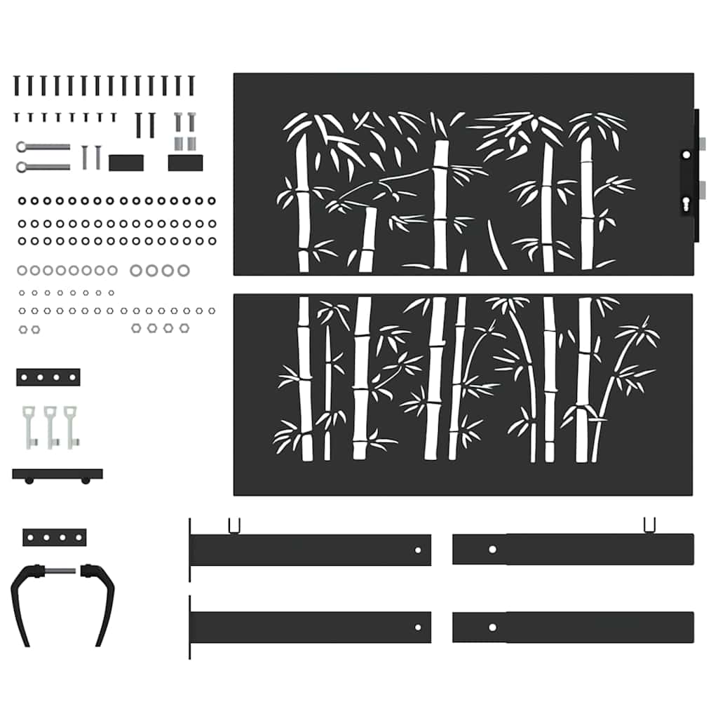 Gartentor Schwarz 110 x 105 cm Pulverbeschichteter Stahl