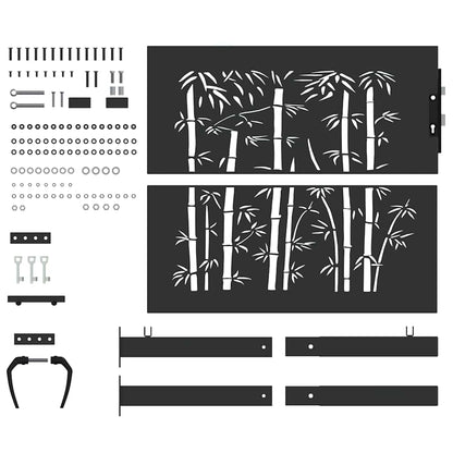 Gartentor Schwarz 110 x 105 cm Pulverbeschichteter Stahl