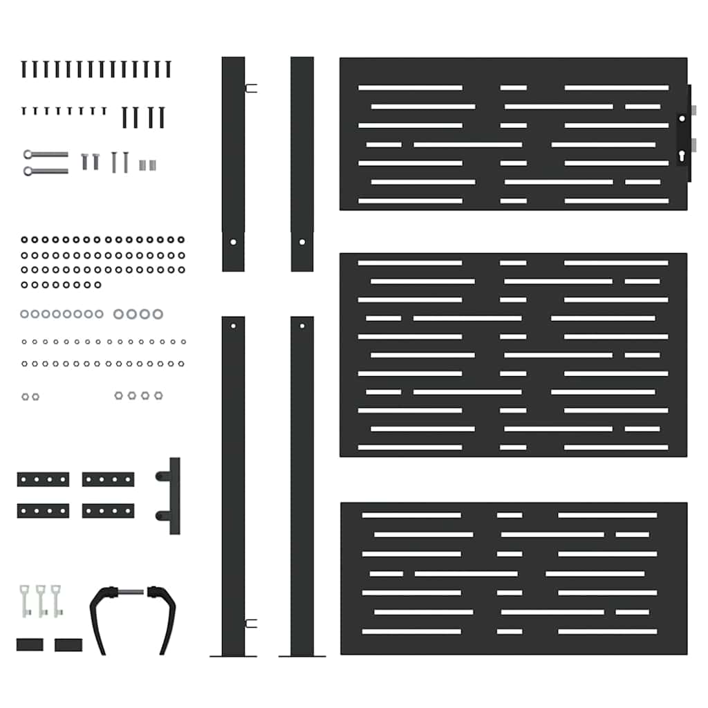 Gartentor Schwarz 110 x 130 cm Pulverbeschichteter Stahl