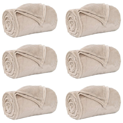 Wohndecken 6 pcs Beige 150 x 200 cm Fleece