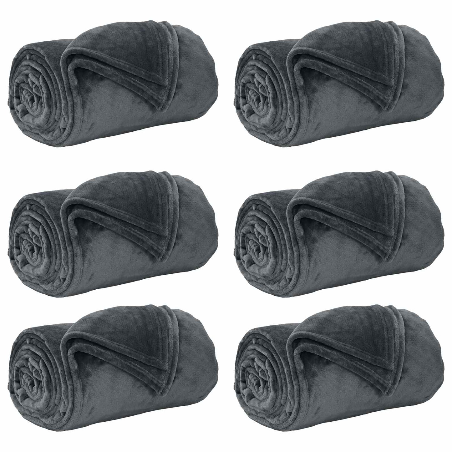 Wohndecken 6 pcs Dunkelgrau 130 x 150 cm Fleece