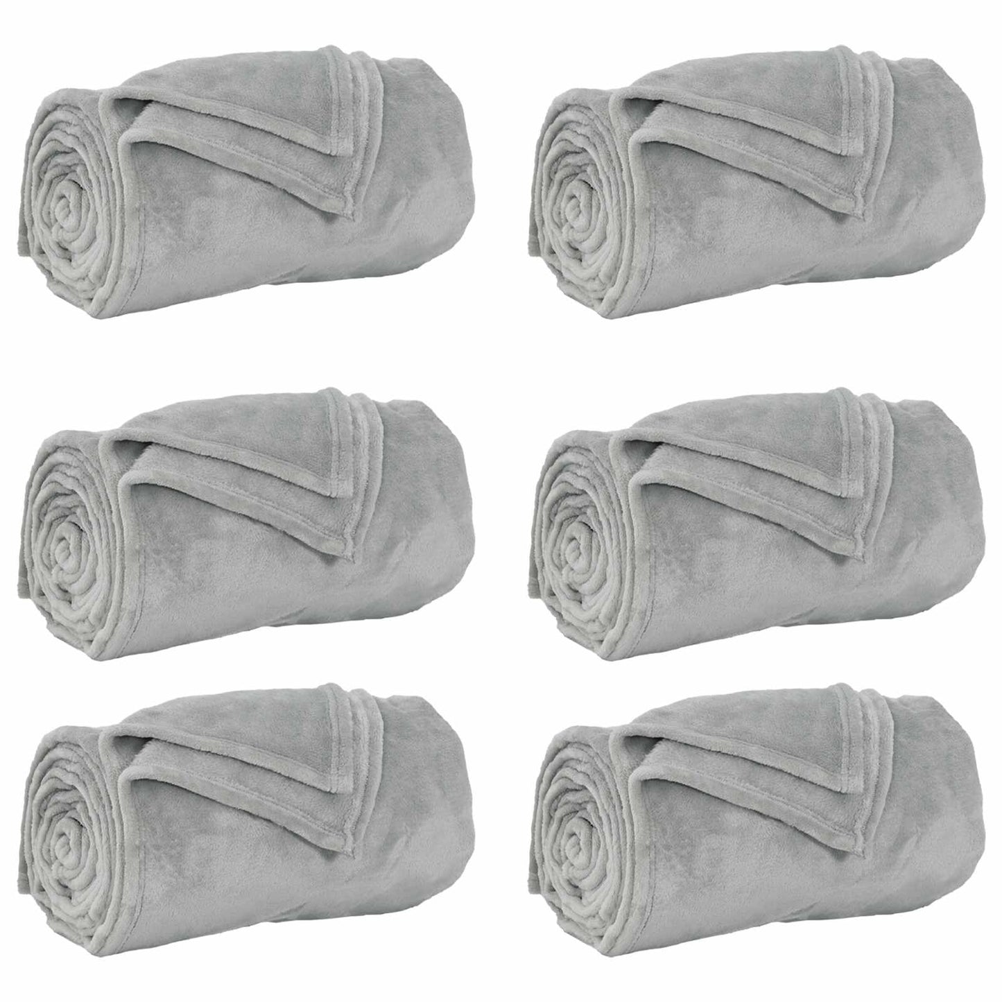 Wohndecken 6 pcs Grau 220 x 240 cm Fleece