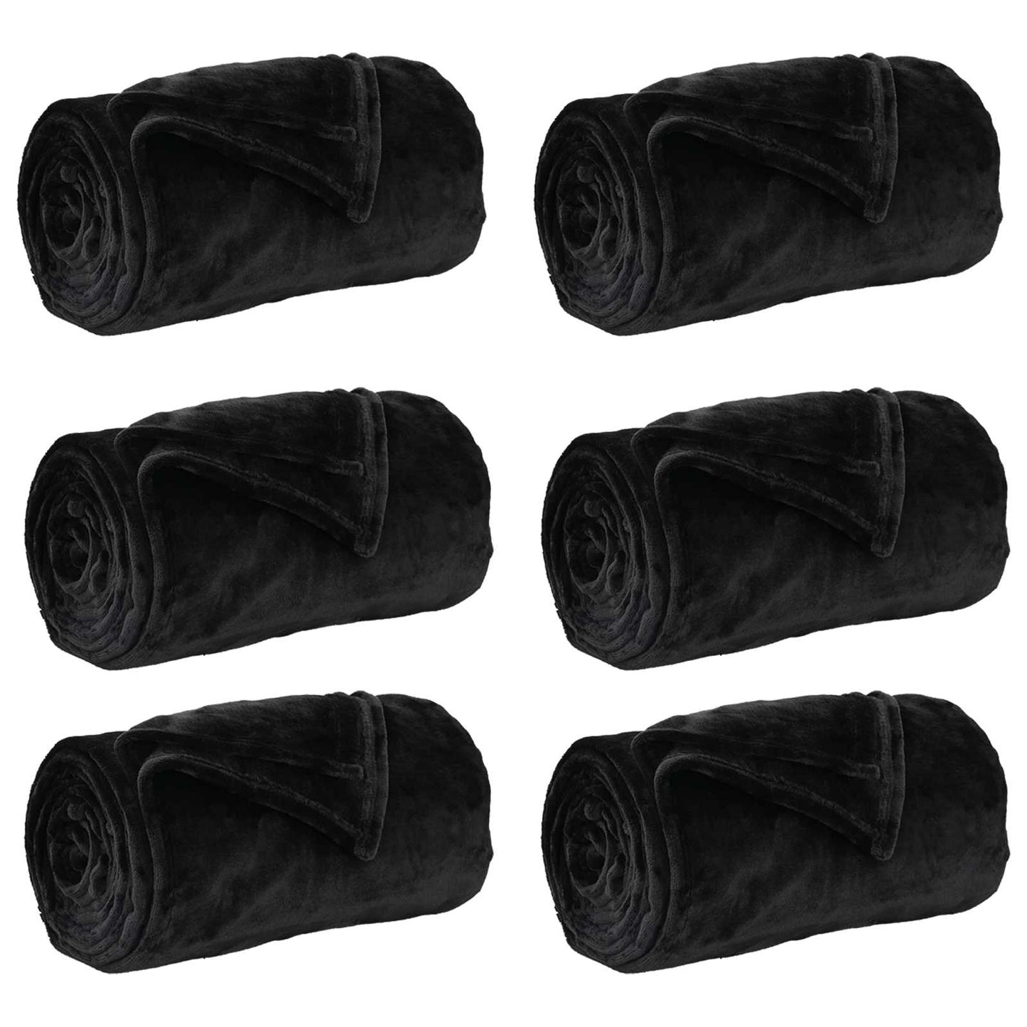 Wohndecken 6 pcs Schwarz 130 x 150 cm Fleece