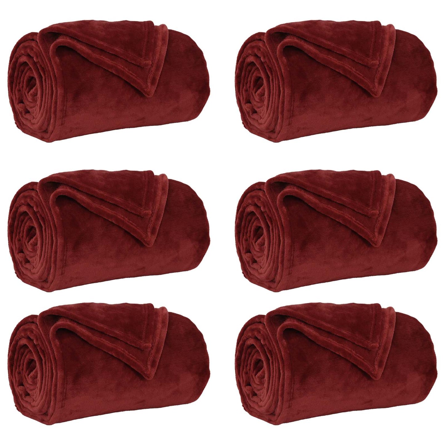 Wohndecken 6 pcs Bordeauxrot 130 x 150 cm Fleece